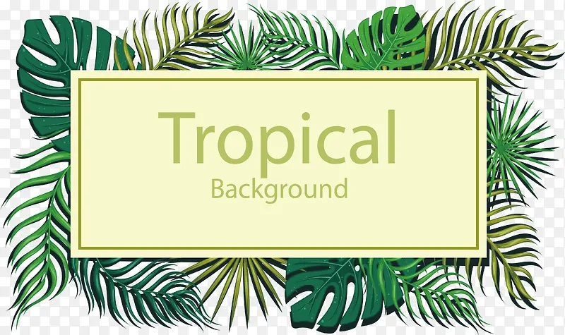 绿色热带树叶标题框