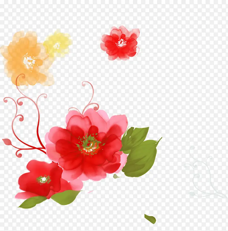 节日水彩设计手绘花朵