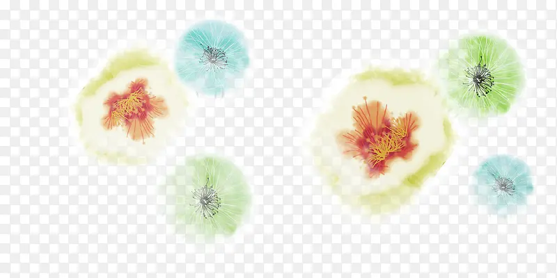 手绘水彩花朵气泡创意