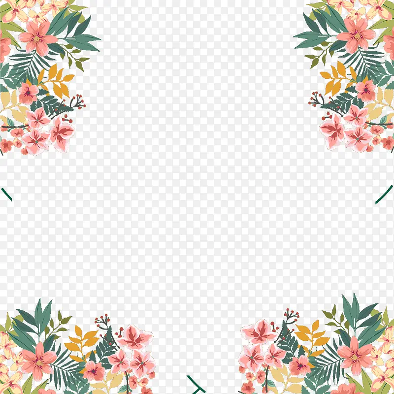 水彩花卉边框装饰