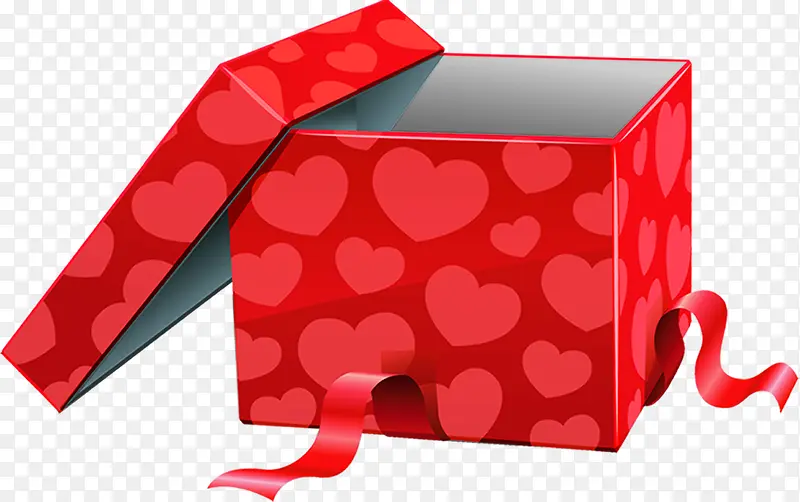打开的红色爱心礼盒
