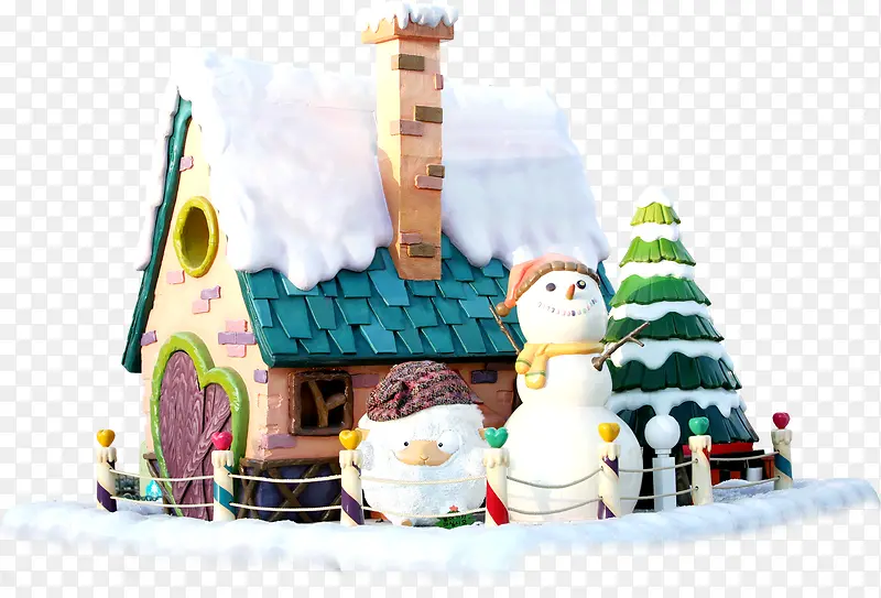 圣诞爱心创意建筑雪人