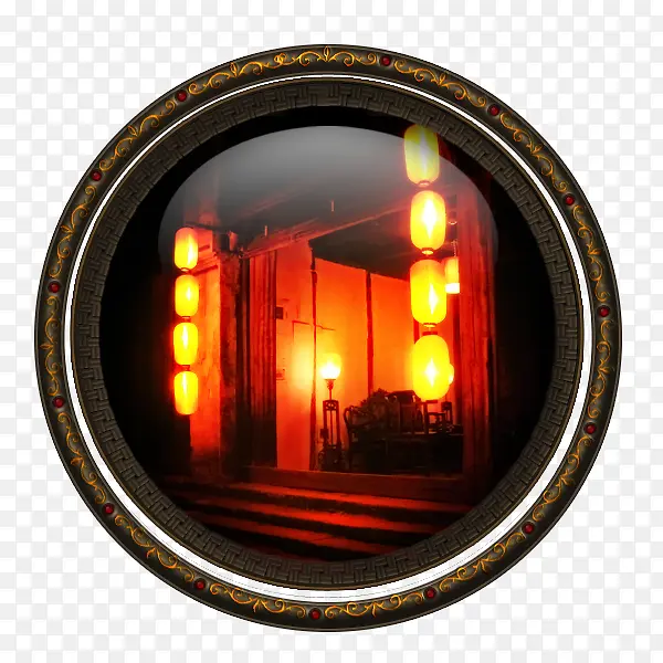 圆形古典边框梳妆镜