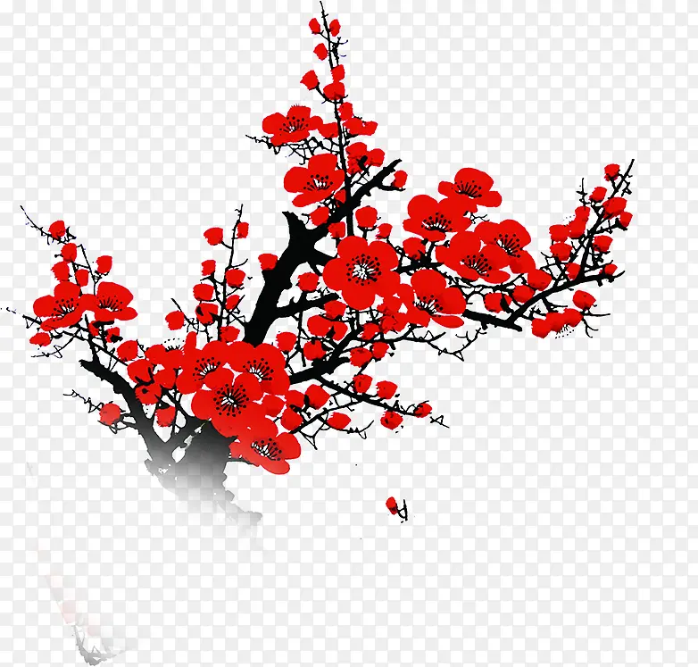 红色梅花中国风装饰海报