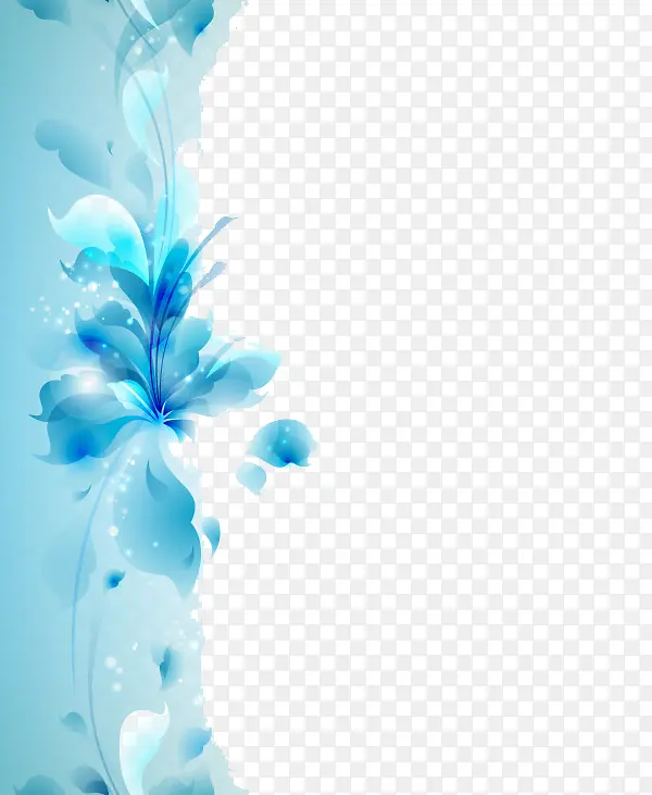 蓝色手绘装饰花
