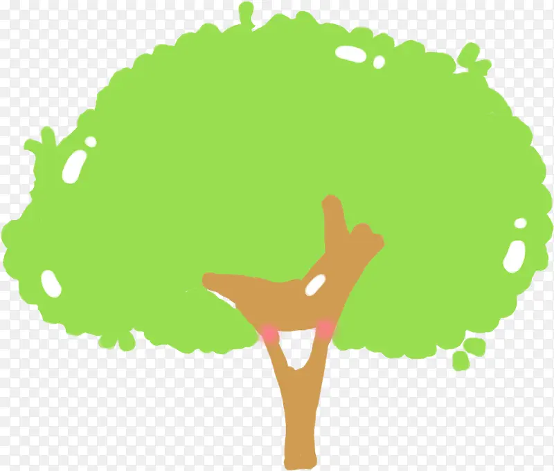 插画手绘绿色大树