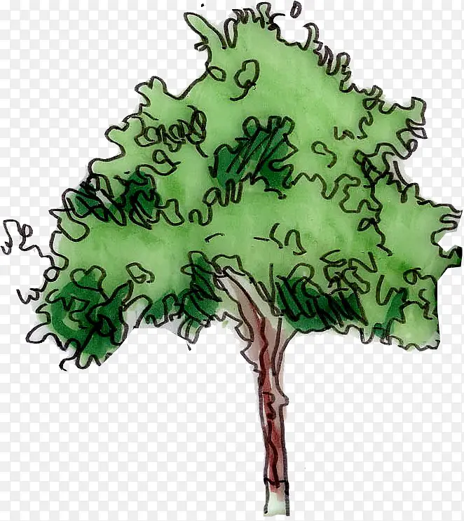 手绘绿色创意大树设计