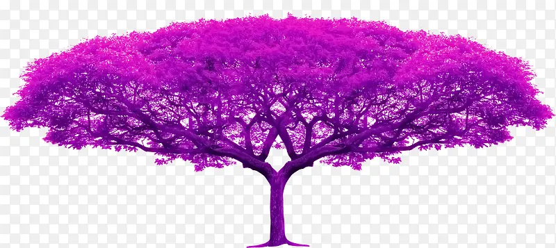 手绘紫色大树十字绣素材
