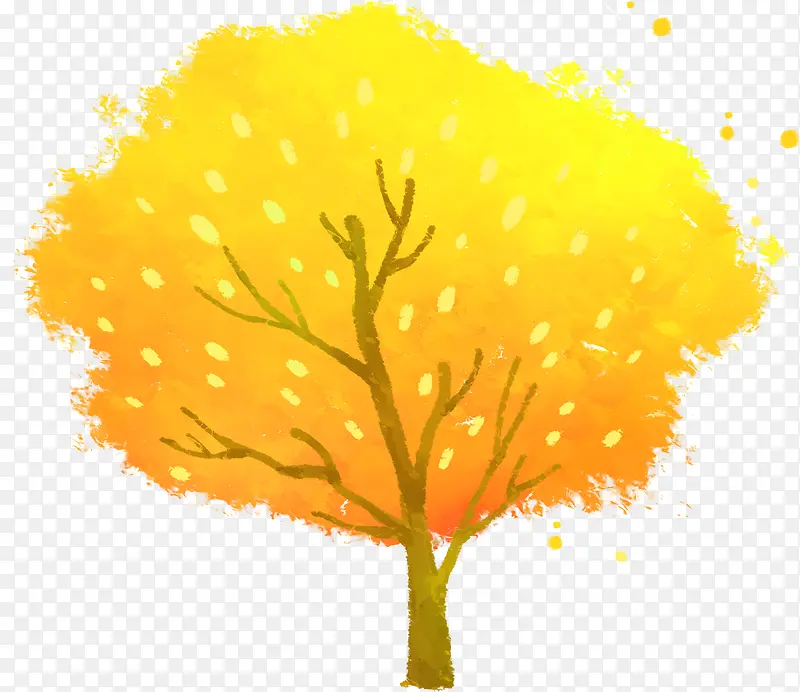 手绘黄色树叶大树