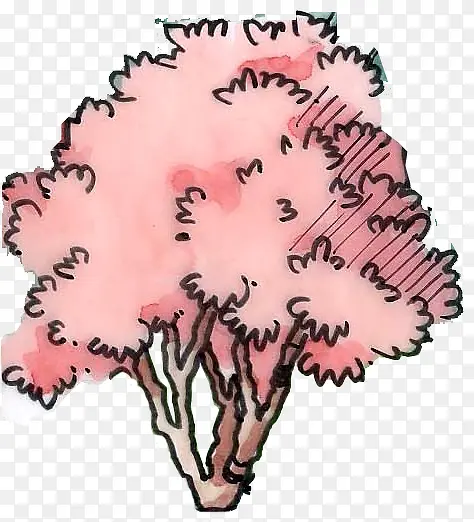 粉色卡通艺术大树
