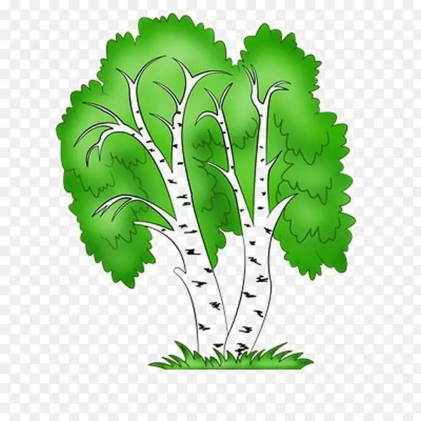 卡通手绘绿色大树PNG素材