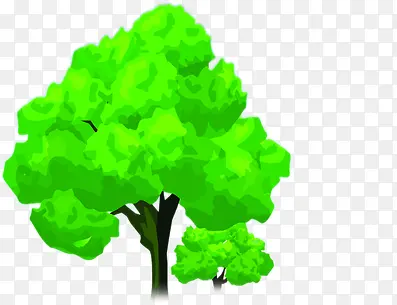 手绘卡通绿色大树