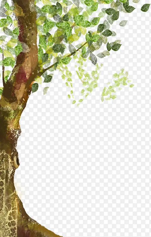 绿色创意大树插画