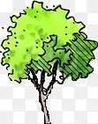 绿色插画美景大树