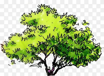 合成创意手绘绿色的大树