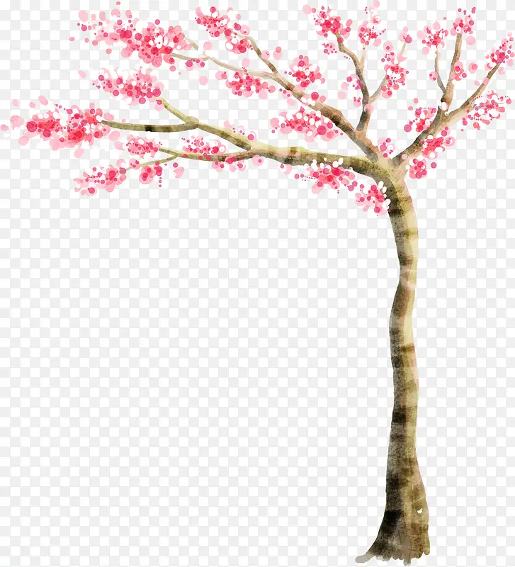 手绘粉色梦幻大树装饰