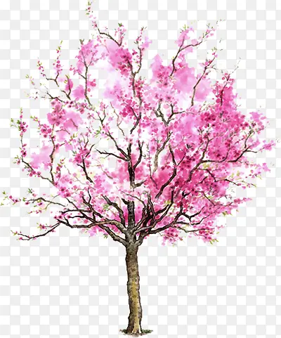 手绘粉色墨迹大树
