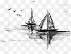 高清创意手绘风格帆船