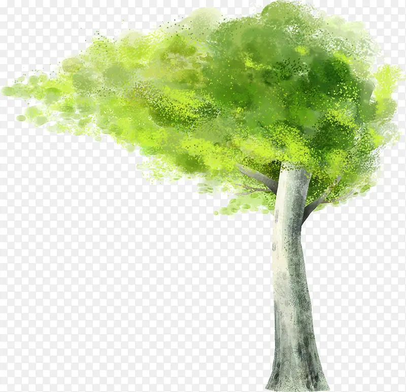 手绘风格绿树主题