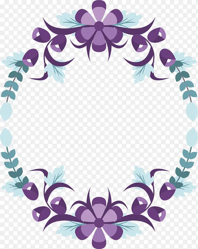 浪漫紫色花朵边框