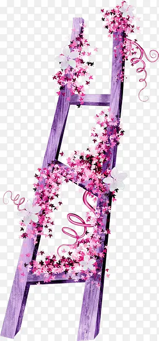 紫色浪漫花朵梯子