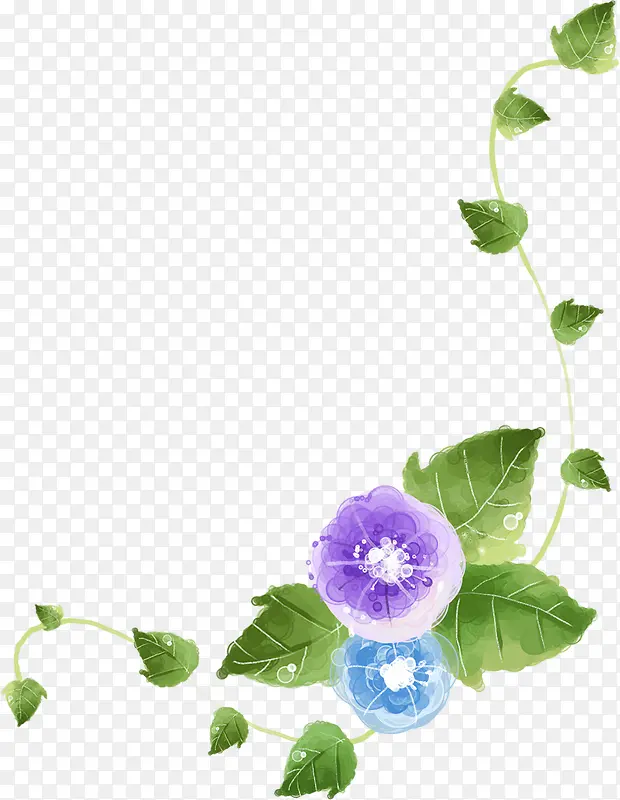 春天淡雅紫色水彩花朵