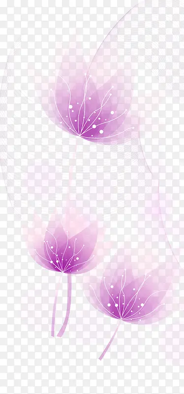 紫色唯美梦幻花朵线条设计