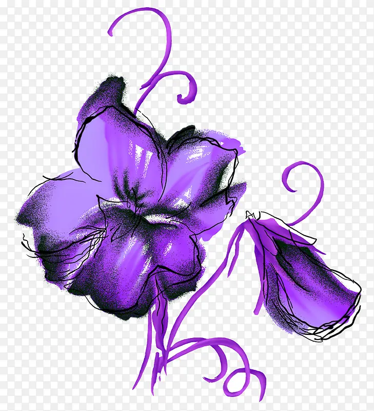 紫色的手绘花朵