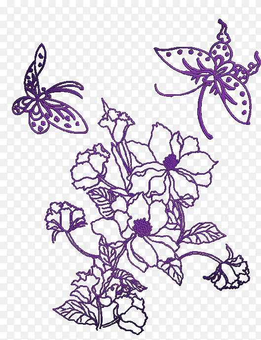 紫色花朵蝴蝶图片