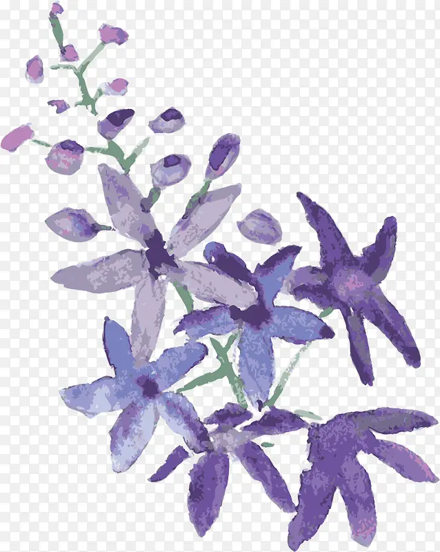 手绘紫色花卉卡片背景