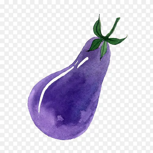 小清新简约手绘水彩紫色茄子