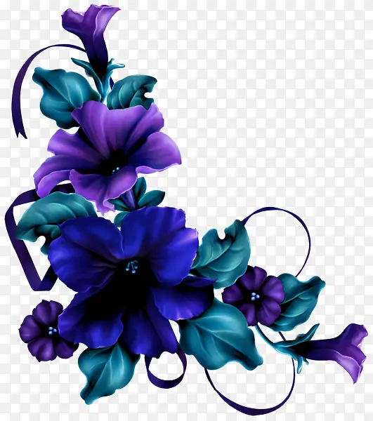 紫色彩绘花朵花枝