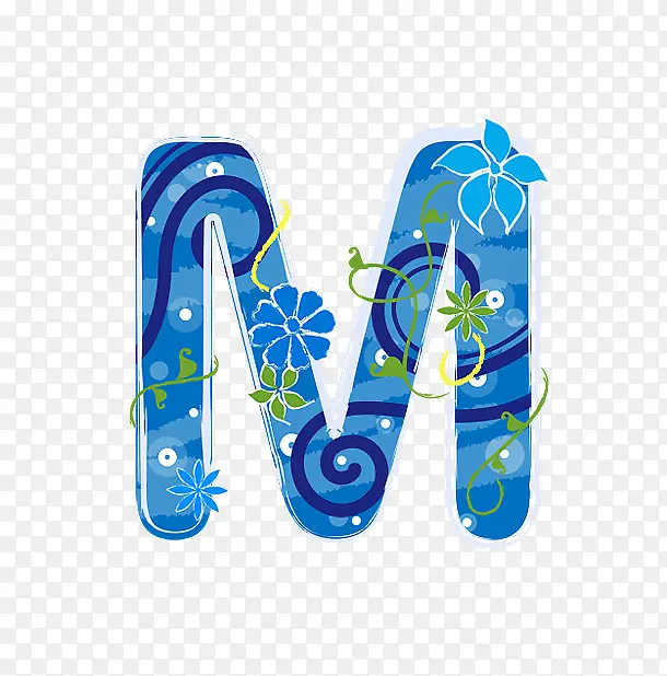 蓝色花纹字母M
