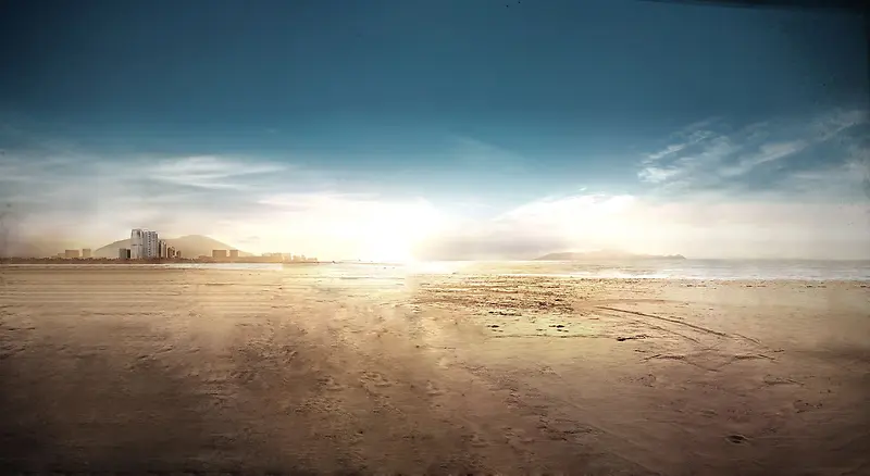 黄色海滩海报背景