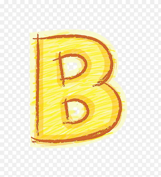 橙色手绘字母b