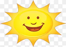 夏日手绘卡通黄色微笑太阳