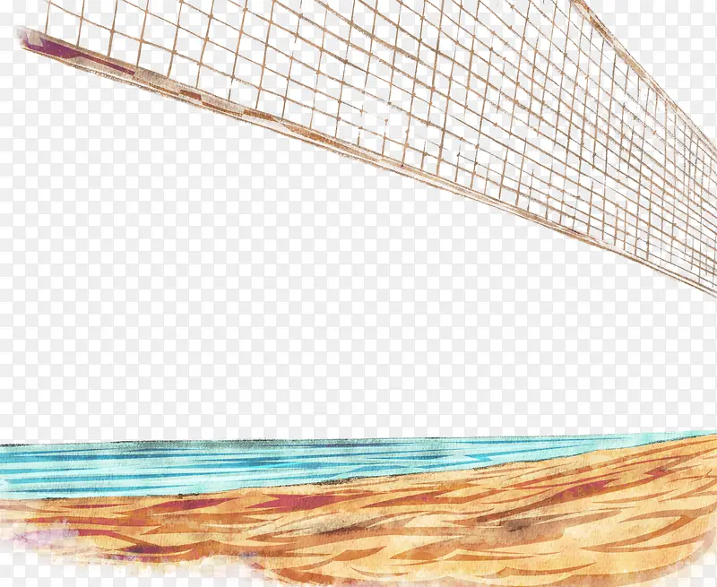 手绘沙滩排球景象