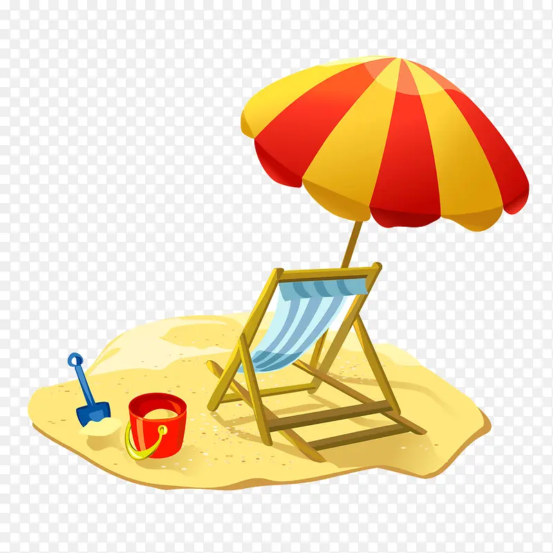 沙滩遮阳伞躺椅卡通夏天