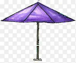 手绘水彩紫色遮阳伞