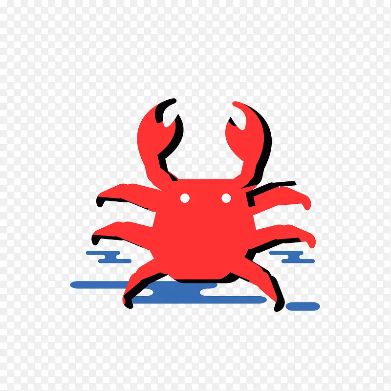红色扁平化螃蟹元素