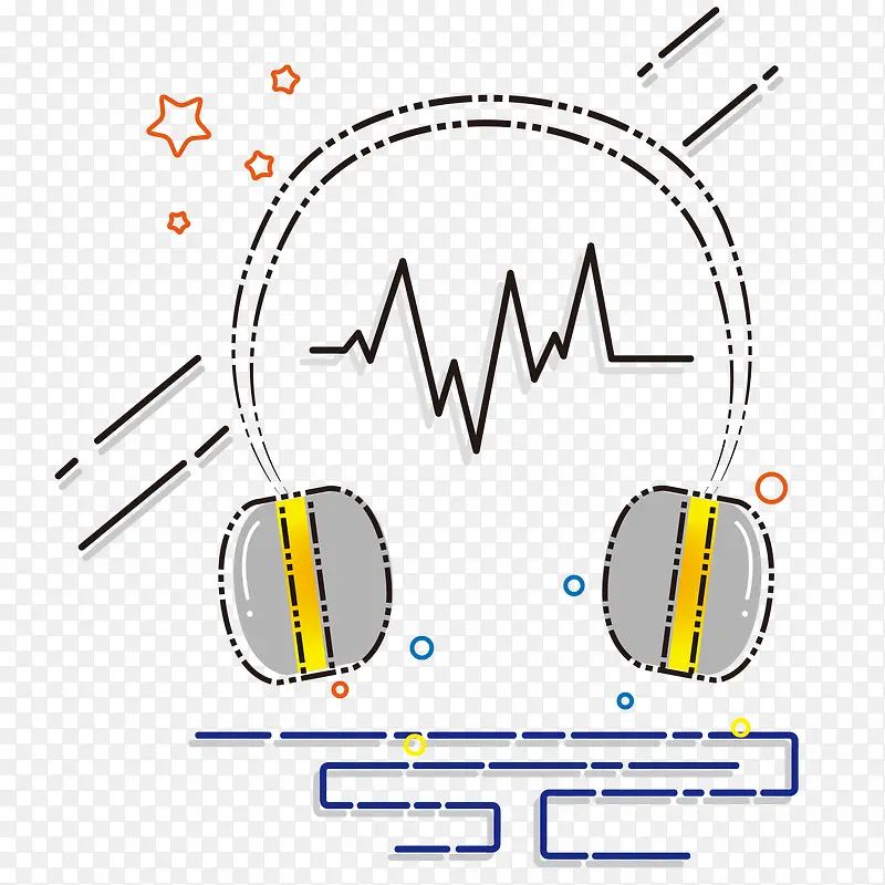 矢量MBE风格耳机图标元素