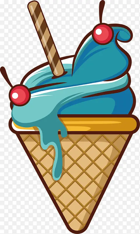 蓝色清新冰淇淋