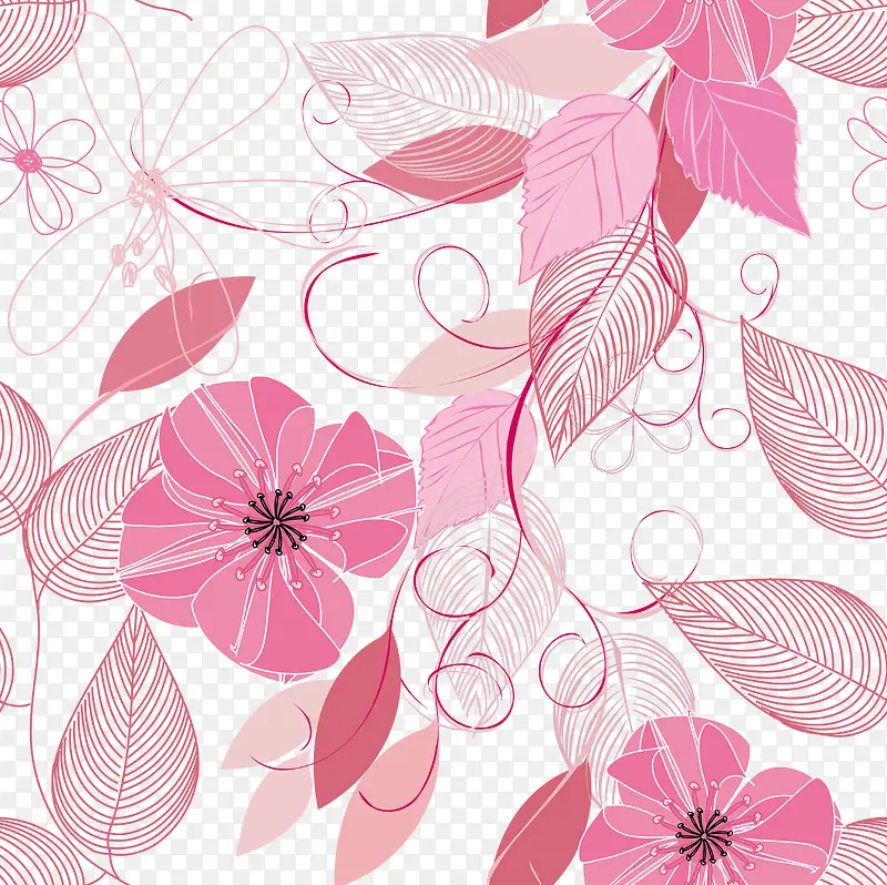 粉色花纹图案背景—矢量素材