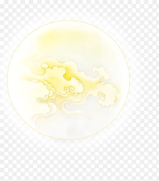 黄色月亮祥云七夕情人节