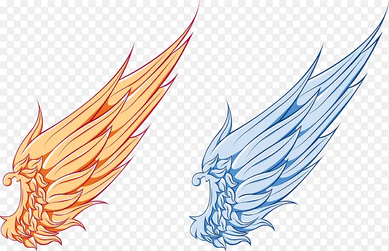 2种颜色翅膀矢量图