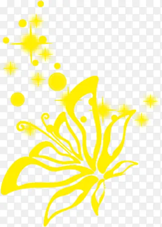 黄色手绘蝴蝶花纹七夕情人节