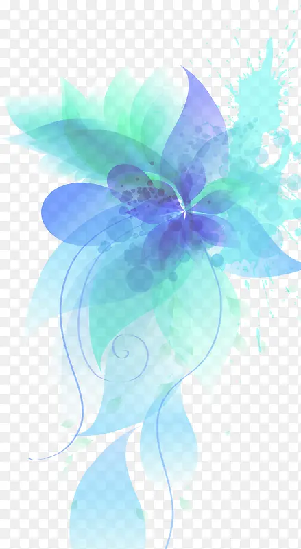 蓝色梦幻手绘植物花朵