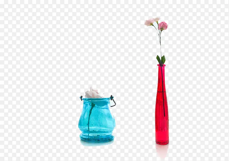 蓝色红色花瓶