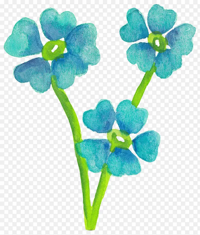 蓝色小花手绘小花朵