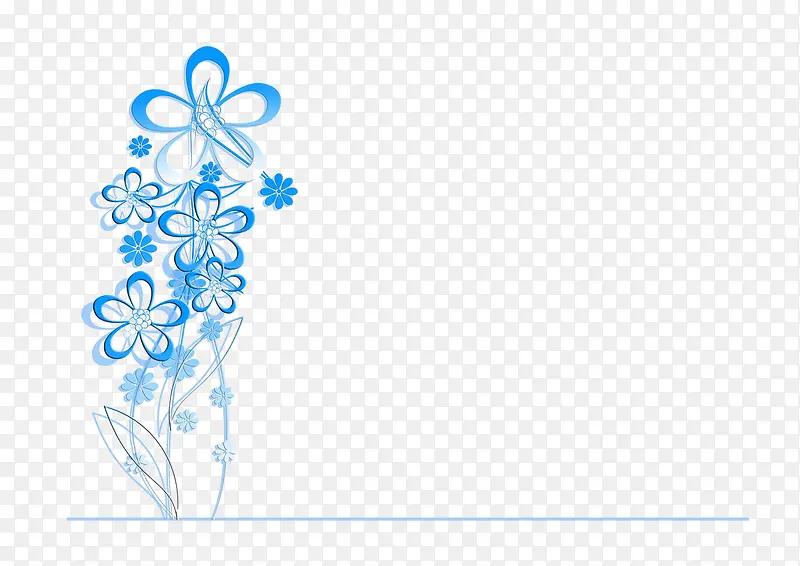 手绘蓝色花朵